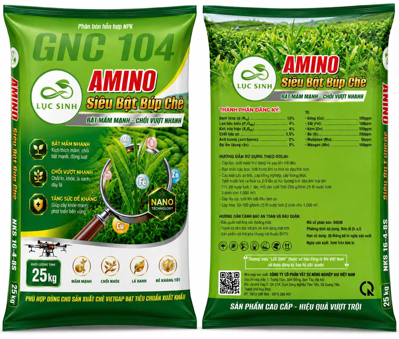 Phân bón sinh học cao cấp Lục Sinh - Amino Siêu Bật Búp Chè