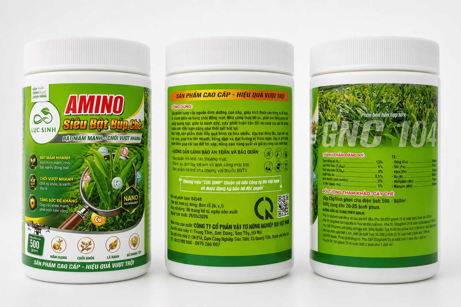Lục Sinh Amino Siêu Bật Búp Chè - 3 mặt