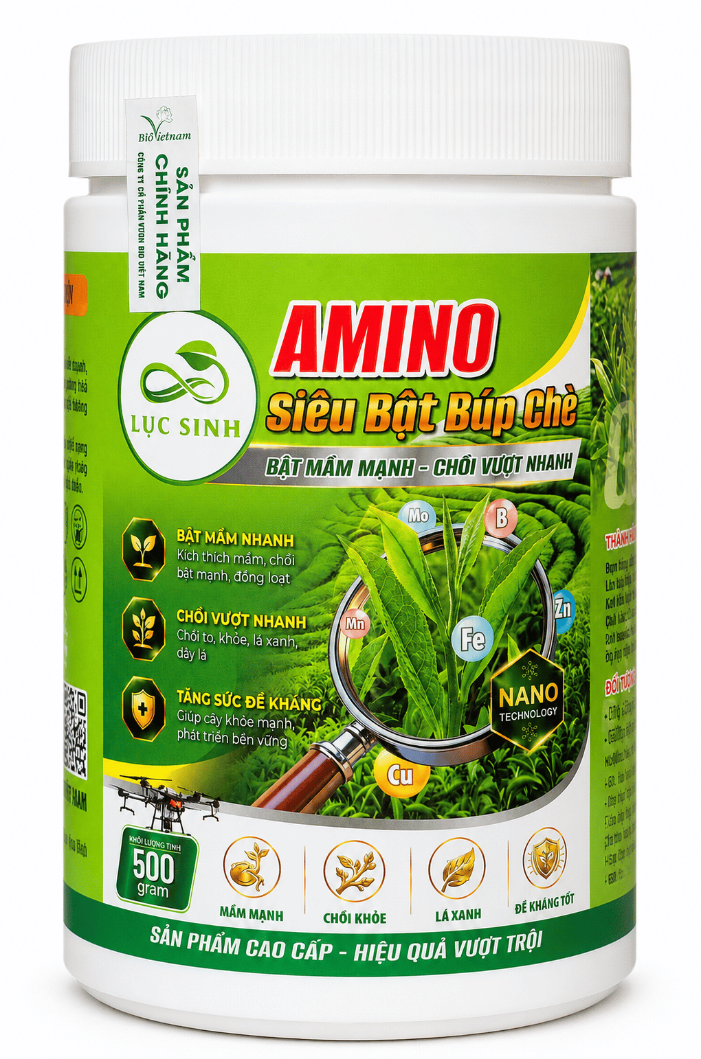 Lục Sinh Amino Siêu Bật Búp Chè - Mặt Trước