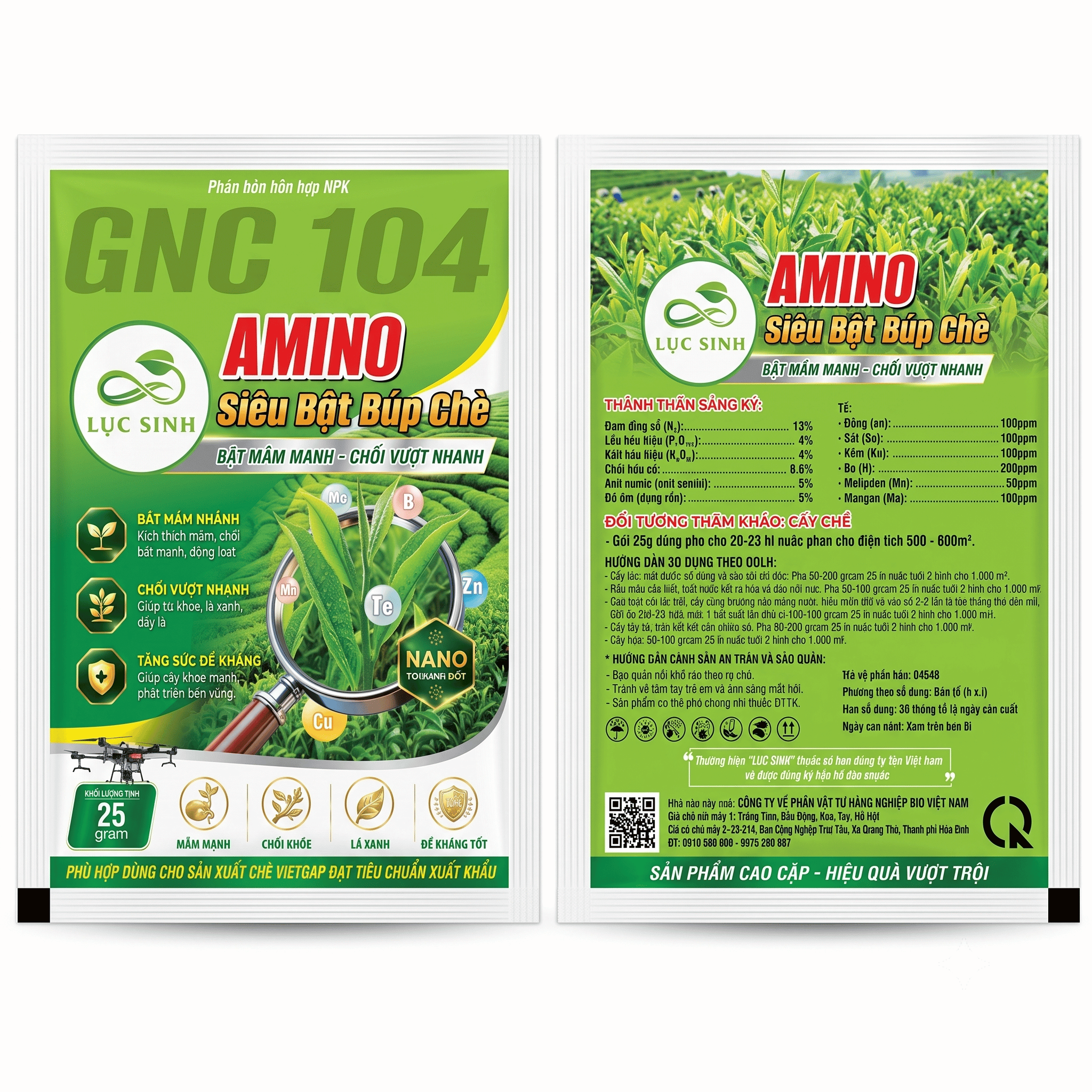 Lục Sinh Amino Siêu Bật Búp Chè - Dạng Gói